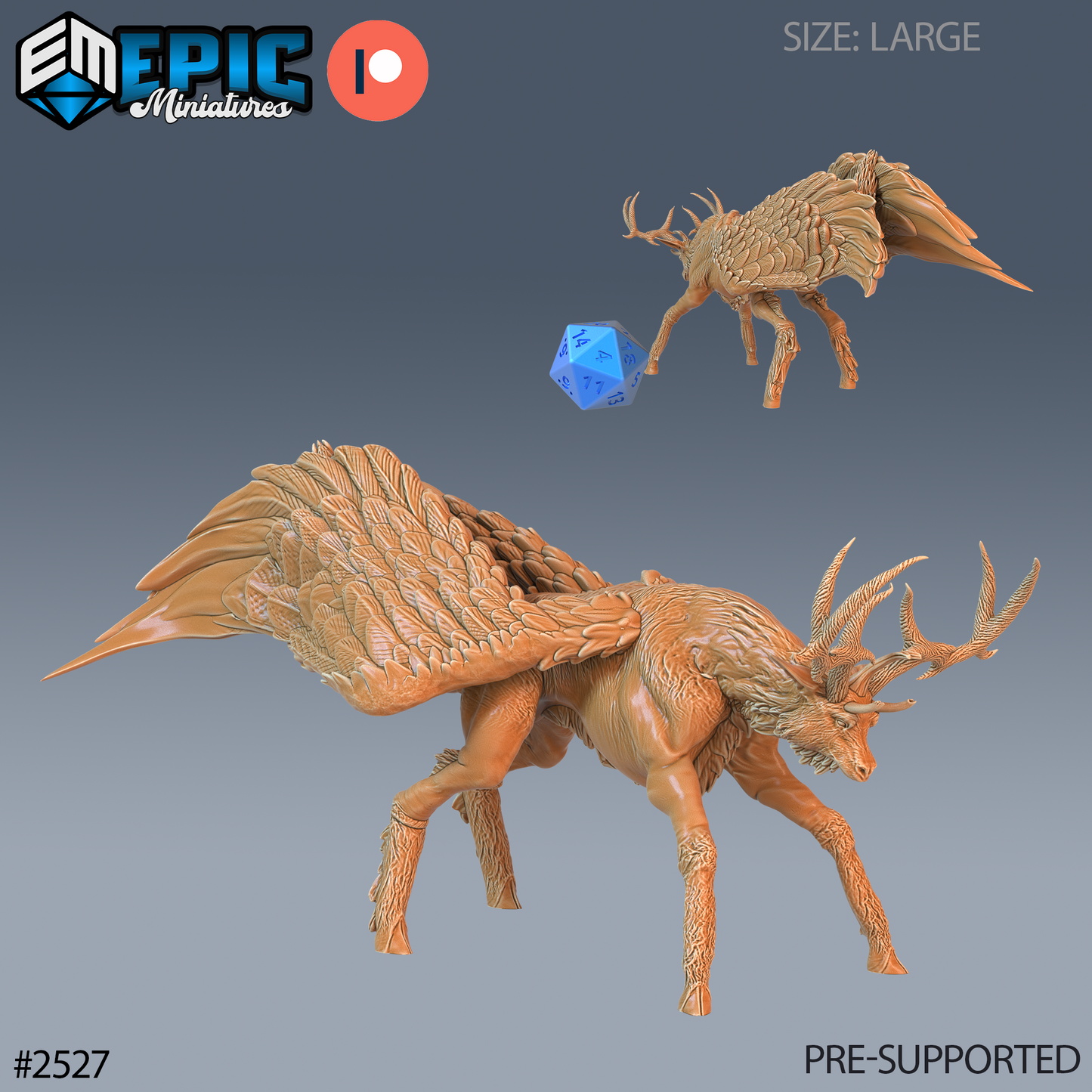 Winged Deer DND TTRPG Resin Model 51mm Base