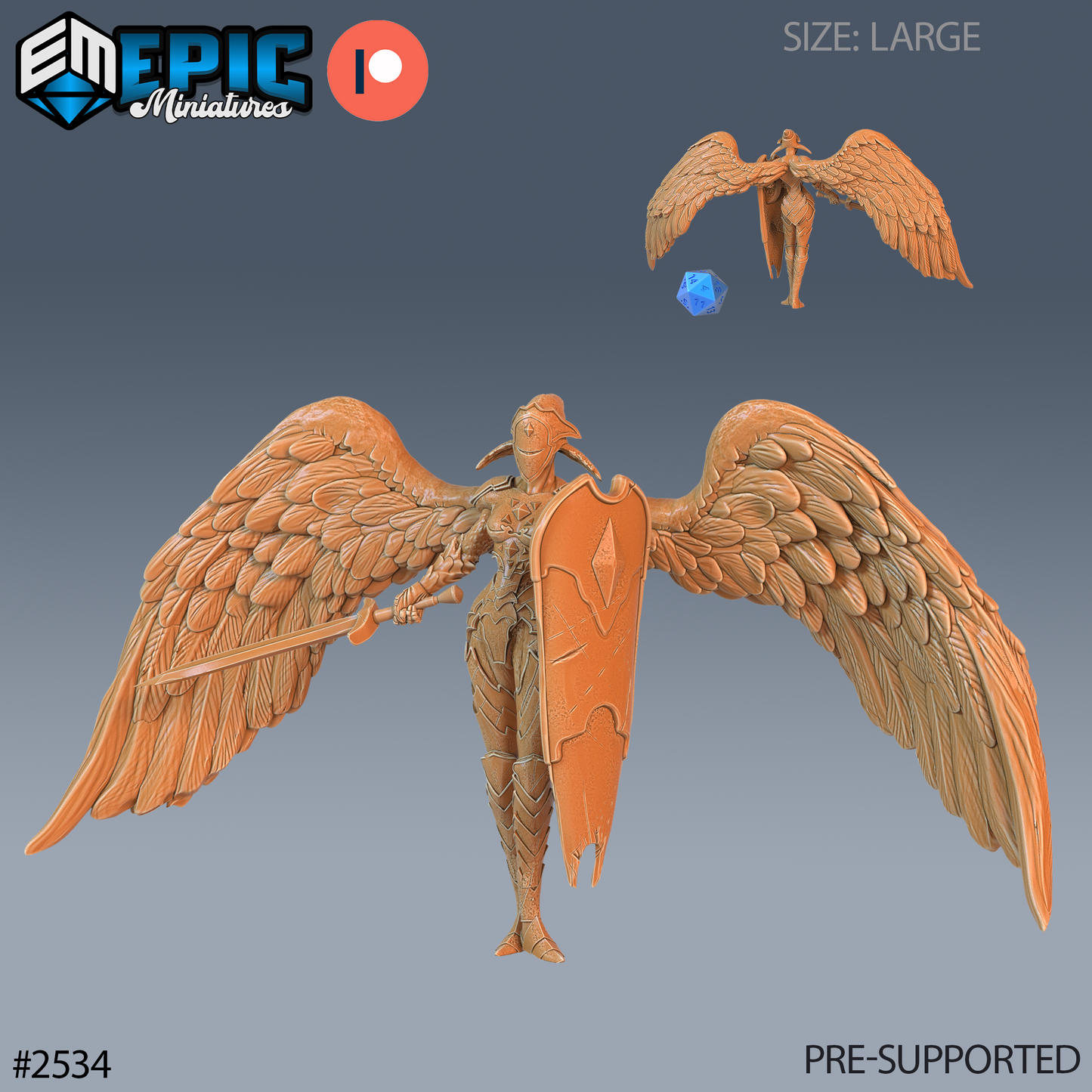 Animated Angel Statue DND TTRPG Resin Model 51mm Base
