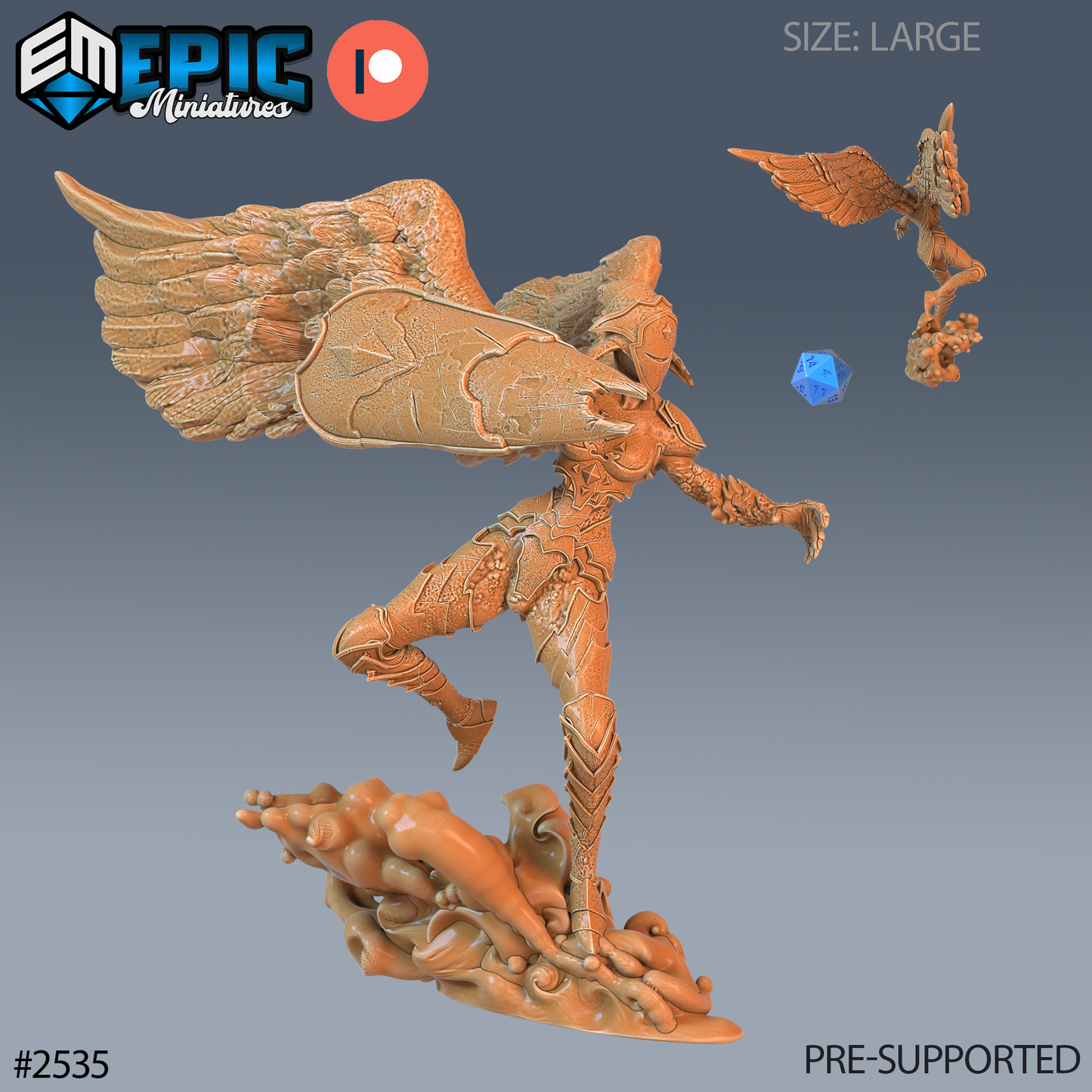 Animated Angel Statue DND TTRPG Resin Model 51mm Base