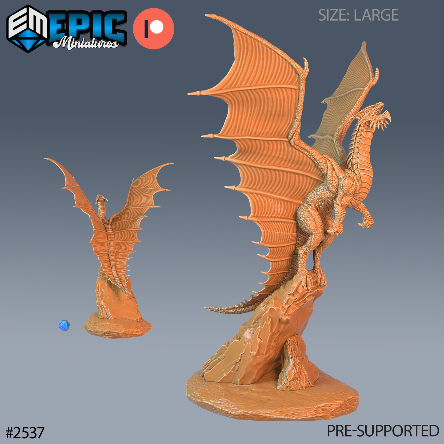 Copper Dragon DND TTRPG Resin Model 51mm 76mm 102mm Bases