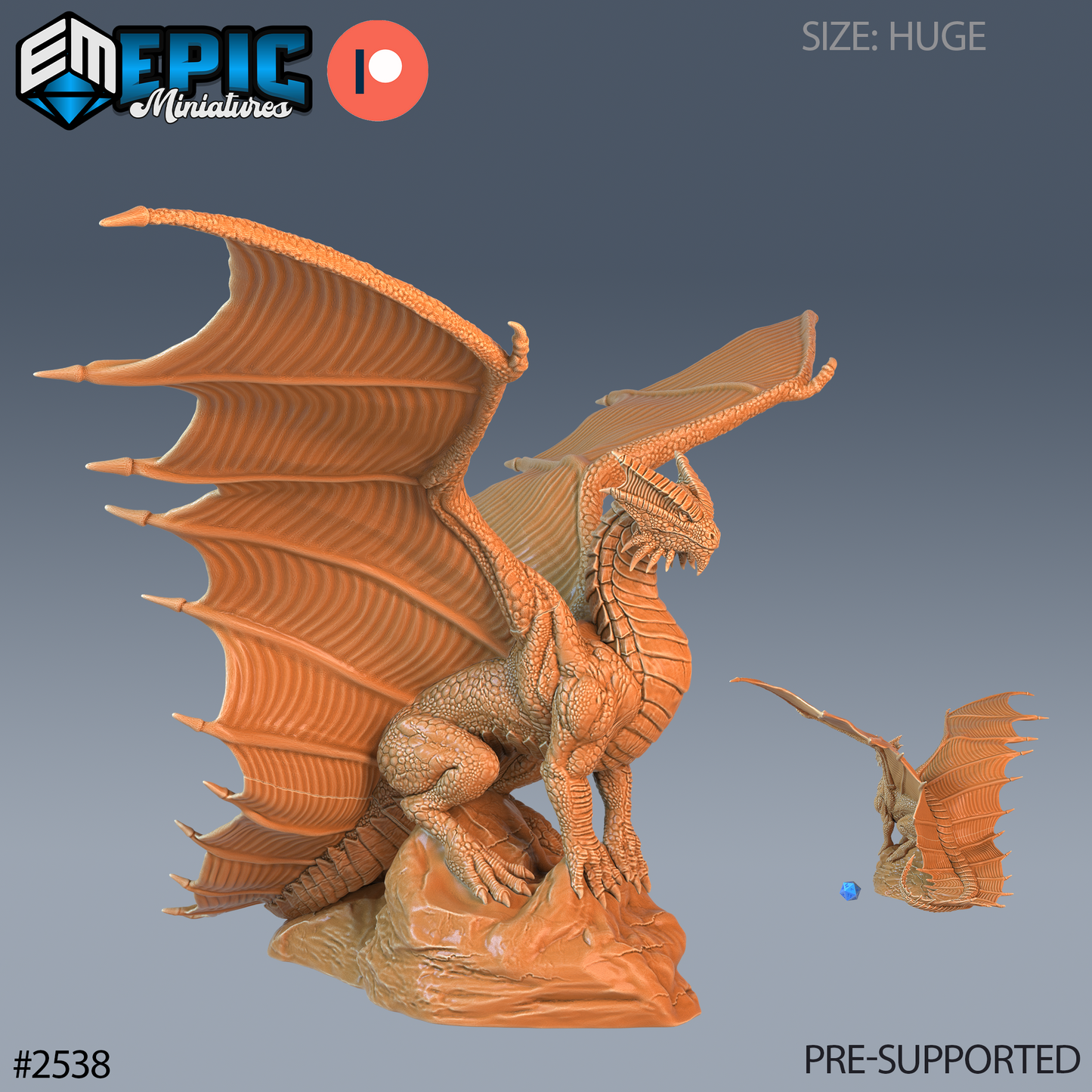 Copper Dragon DND TTRPG Resin Model 51mm 76mm 102mm Bases
