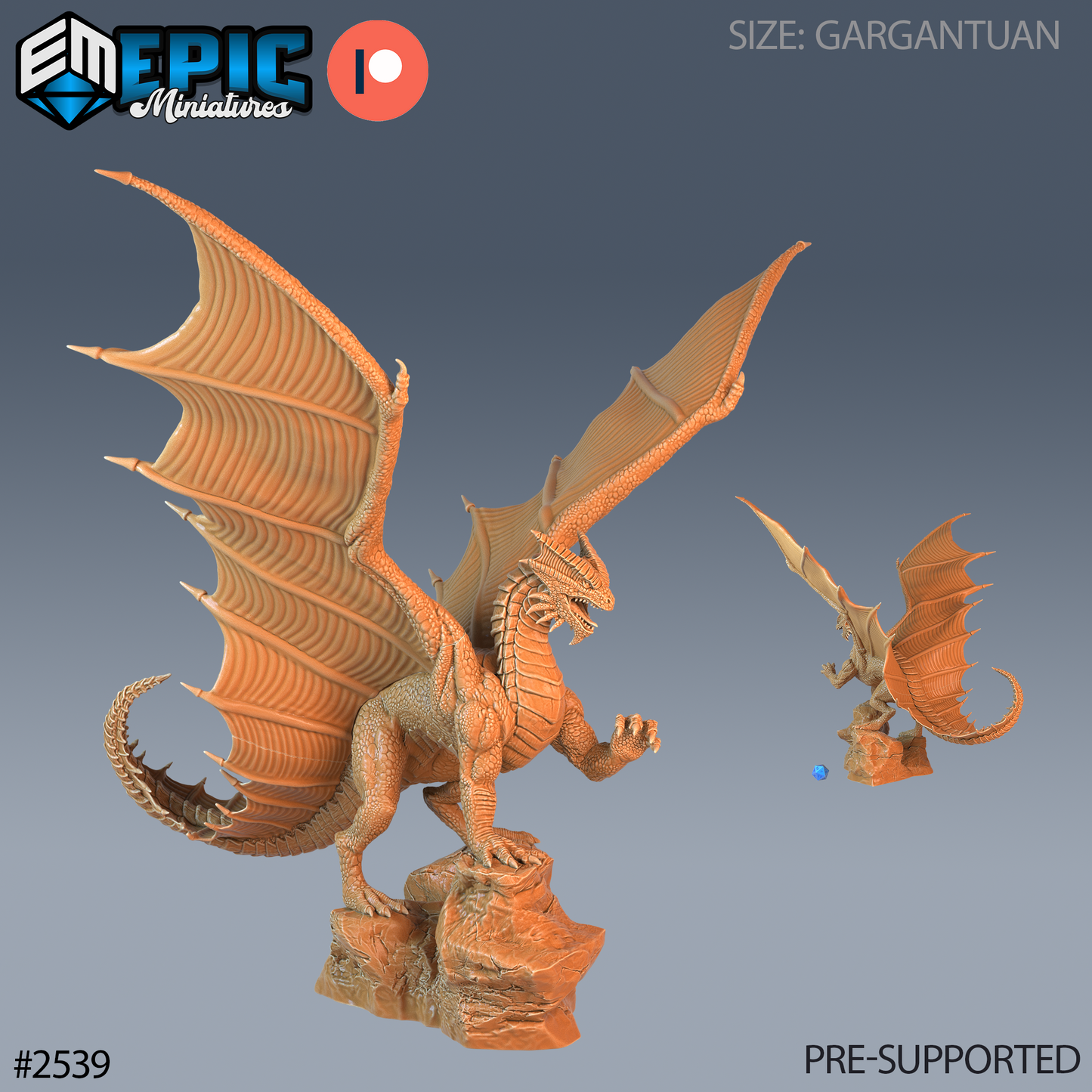 Copper Dragon DND TTRPG Resin Model 51mm 76mm 102mm Bases