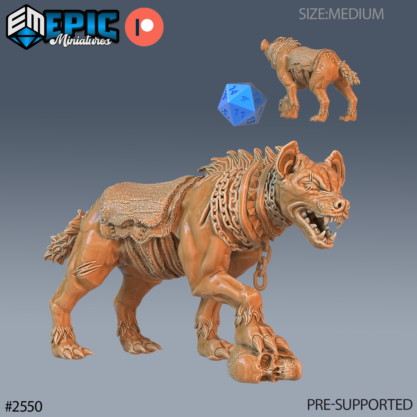 Hyena DND Miniature TTRPG Resin Figure 25mm Base
