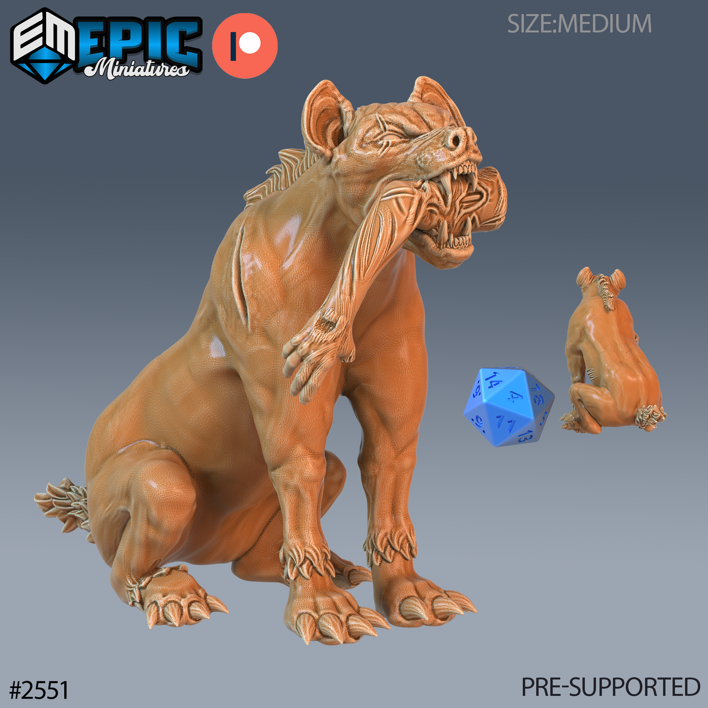 Hyena DND Miniature TTRPG Resin Figure 25mm Base
