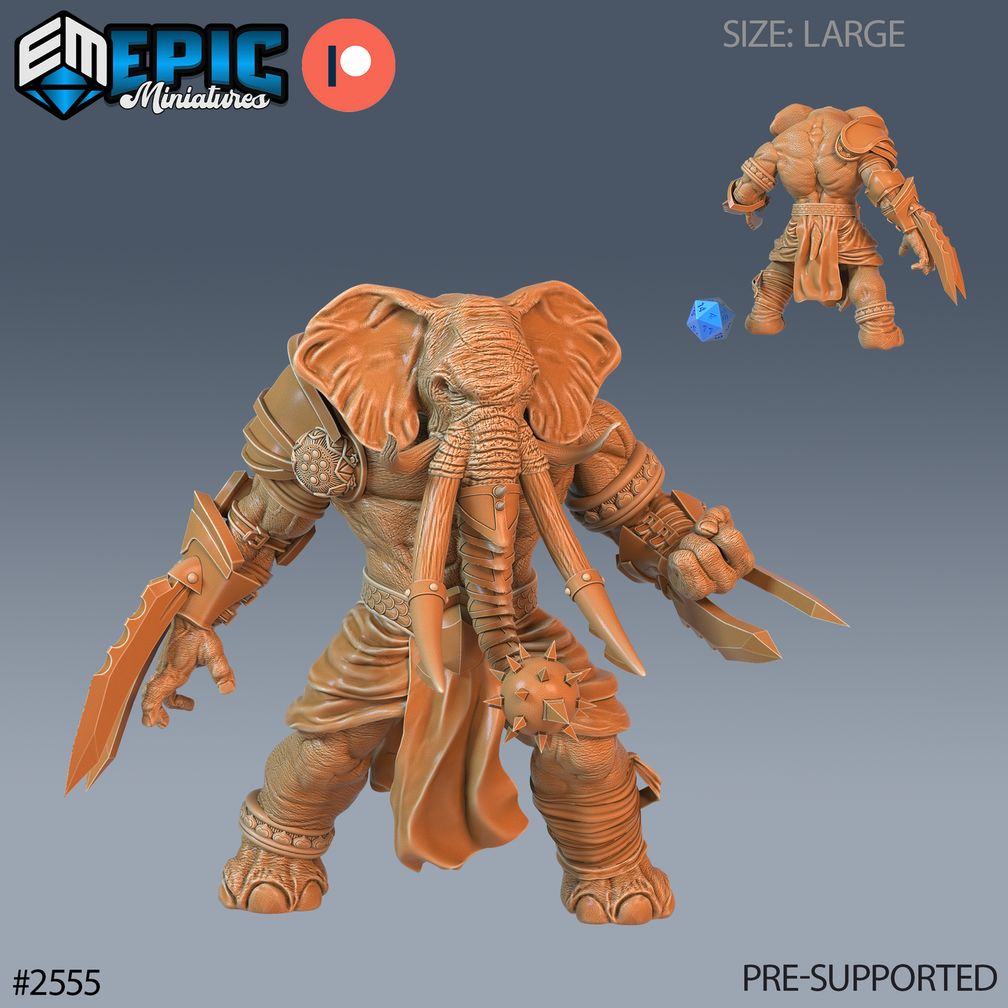 Elephant Folk DND TTRPG Resin Model 51mm Base