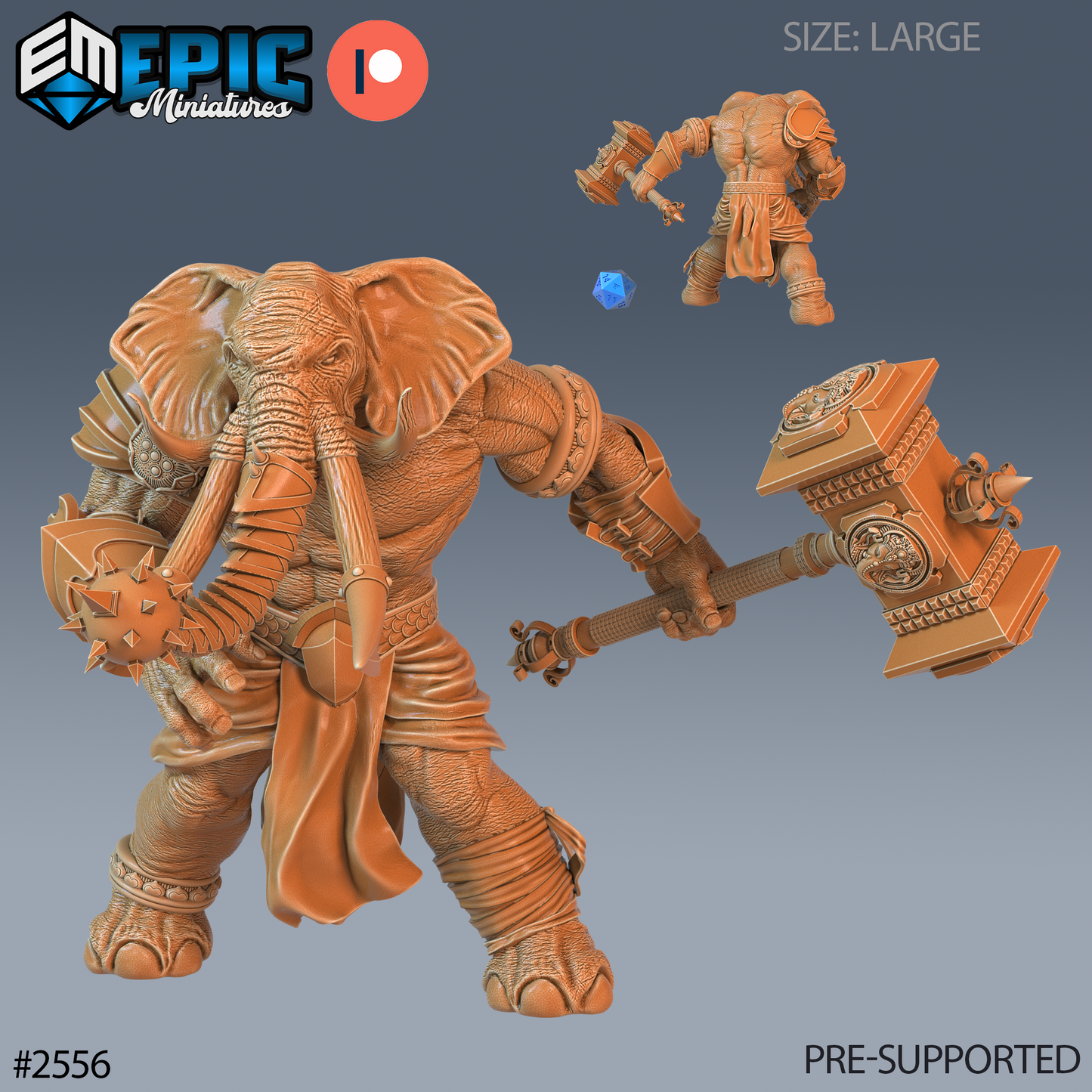 Elephant Folk DND TTRPG Resin Model 51mm Base
