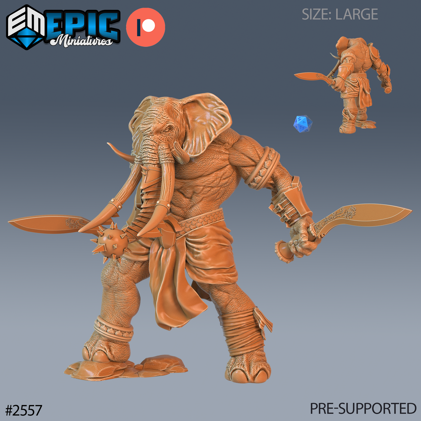 Elephant Folk DND TTRPG Resin Model 51mm Base