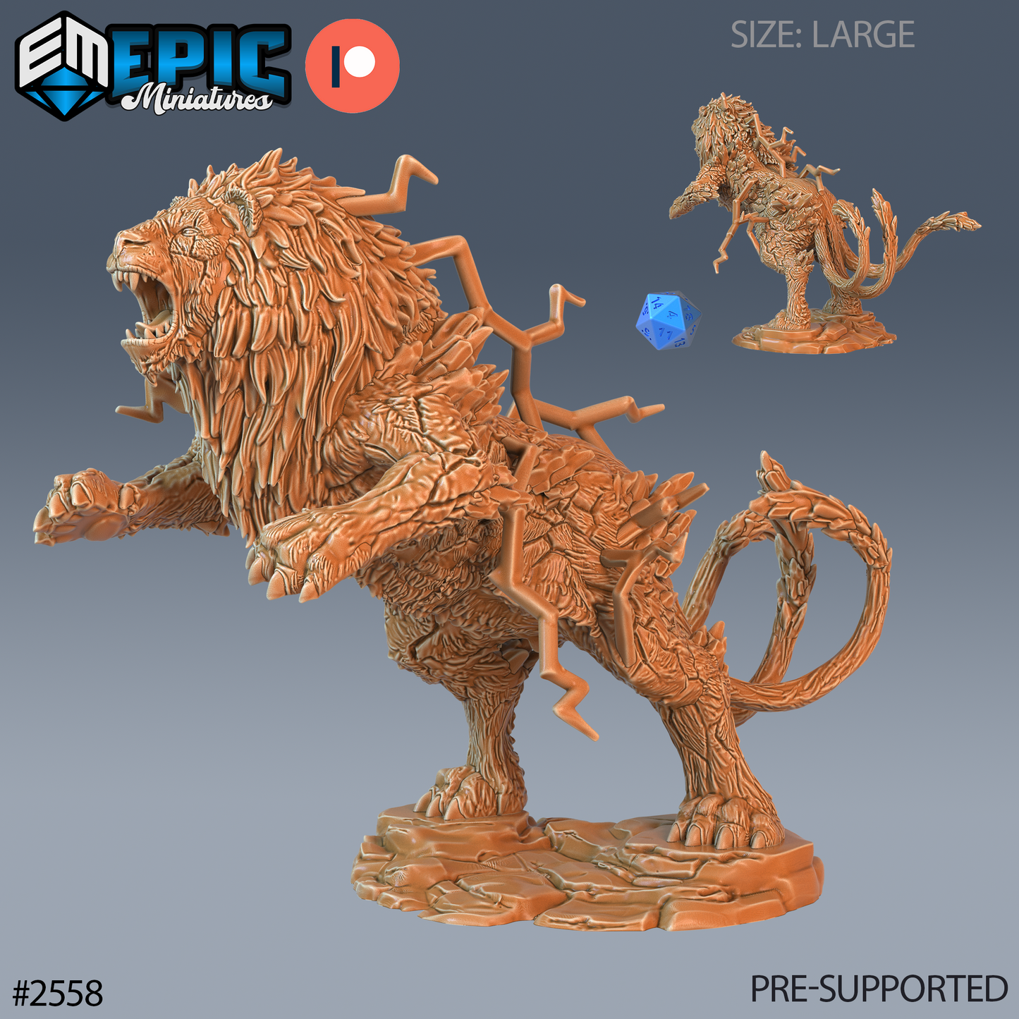 Thunder Lion DND TTRPG Resin Model 51mm Base