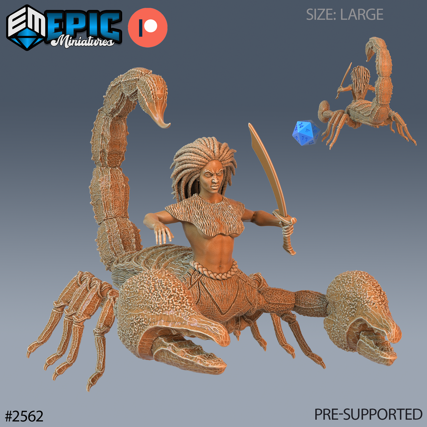 Scorpion Arachnid DND TTRPG Resin Model 51mm Base