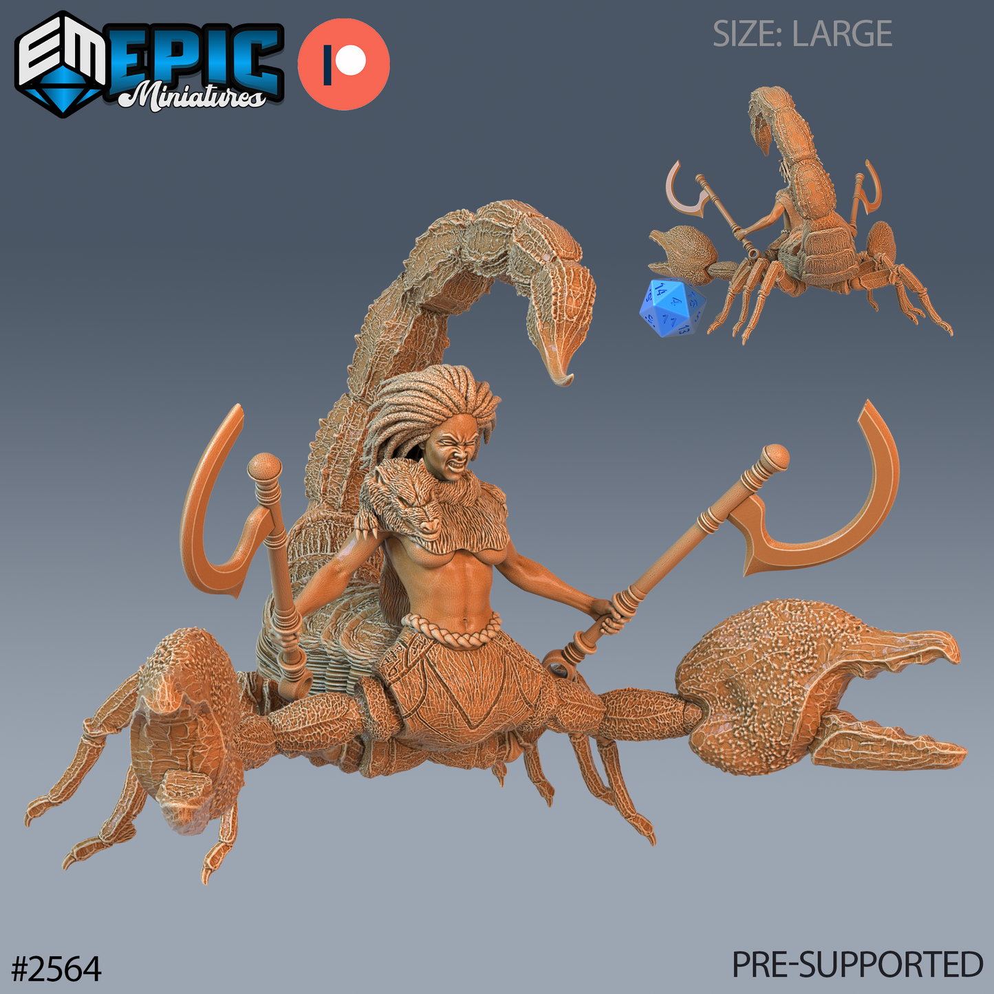 Scorpion Arachnid DND TTRPG Resin Model 51mm Base