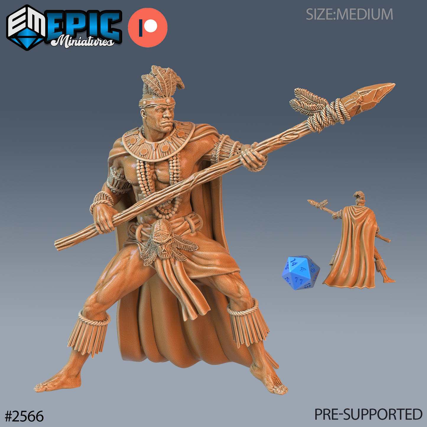 Spear Warrior DND Miniature TTRPG Resin Figure 25mm Base