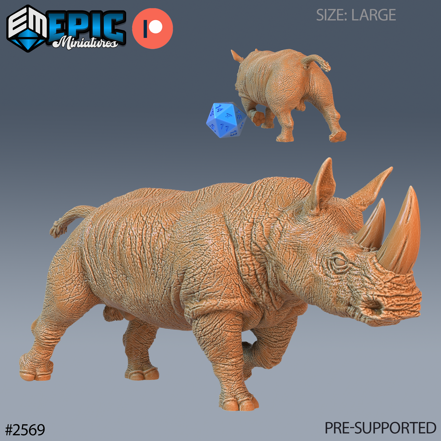 Rhino DND TTRPG Resin Model 51mm Base