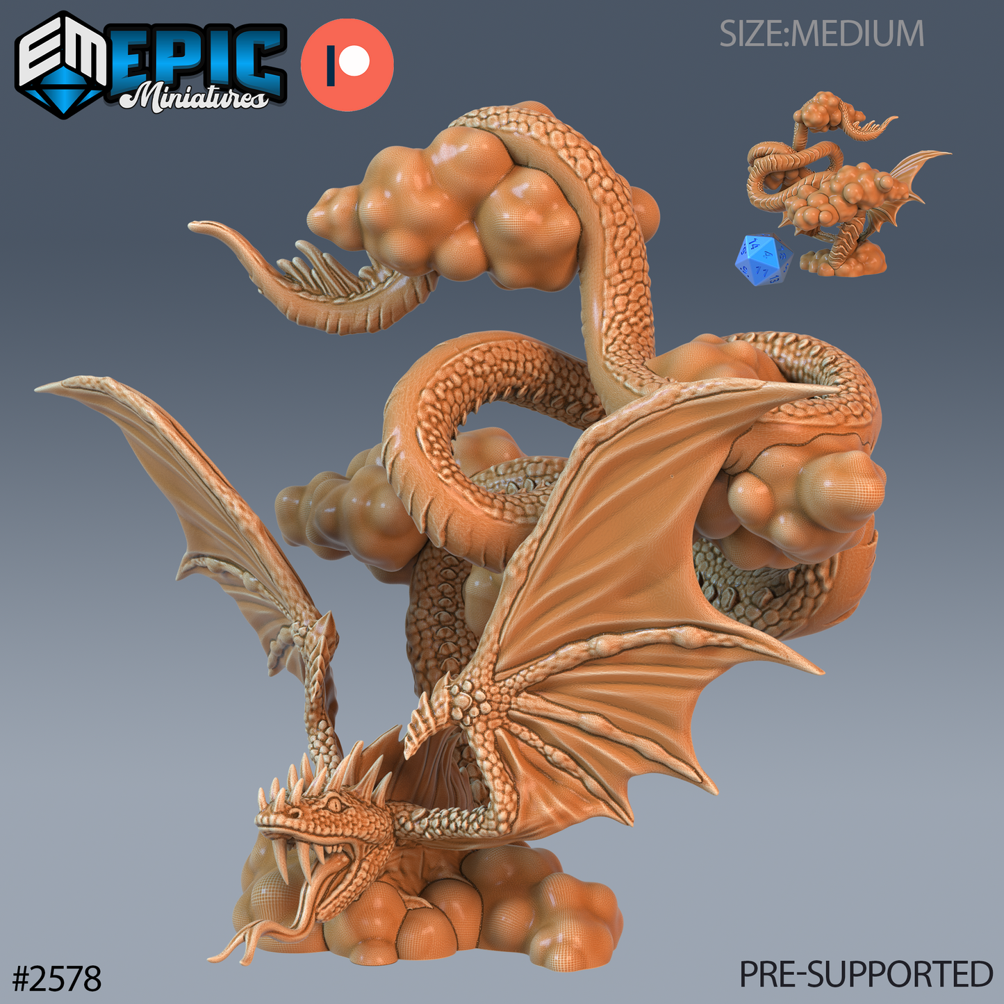 Flying Snake DND Miniature TTRPG Resin Figure 25mm Base