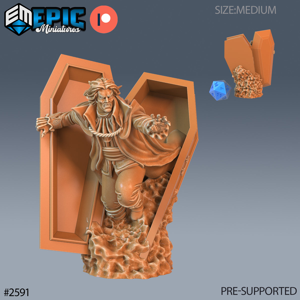 Vampire Baron DND Miniature TTRPG Resin Figure 25mm Base