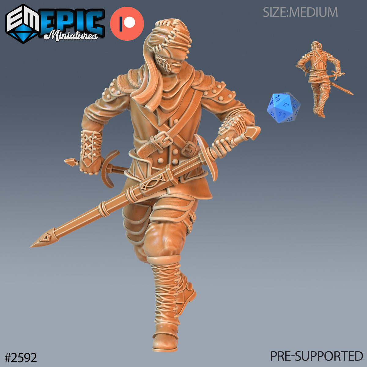 Vampire Assassin DND Miniature TTRPG Resin Figure 25mm Base
