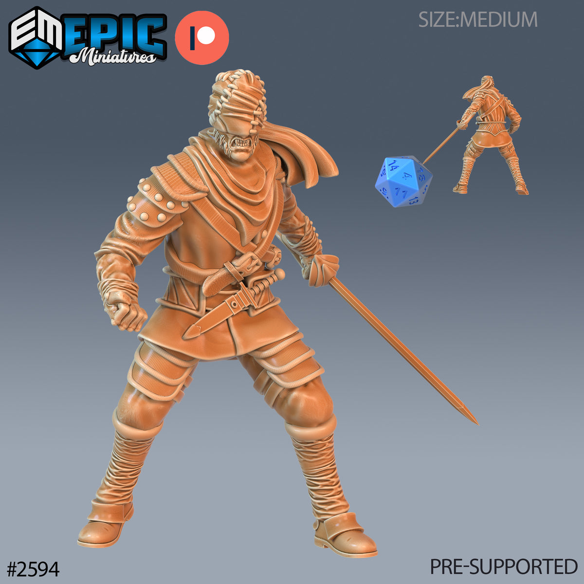 Vampire Assassin DND Miniature TTRPG Resin Figure 25mm Base