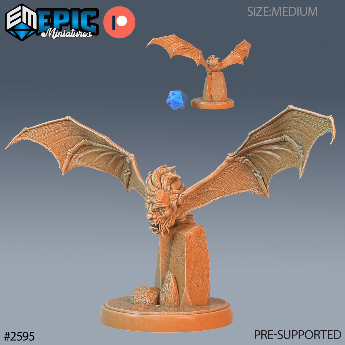 Flying Head DND Miniature TTRPG Resin Figure 25mm Base