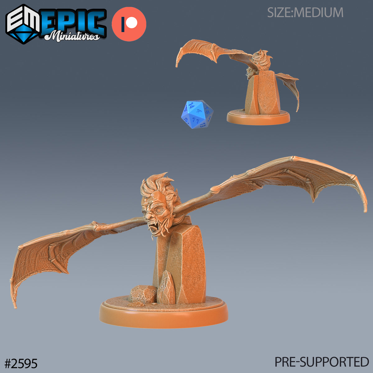 Flying Head DND Miniature TTRPG Resin Figure 25mm Base
