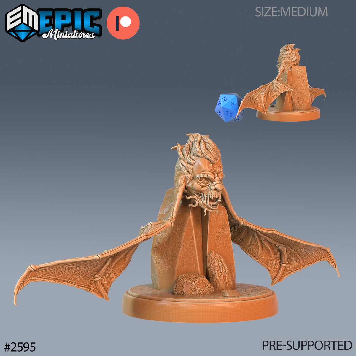 Flying Head DND Miniature TTRPG Resin Figure 25mm Base