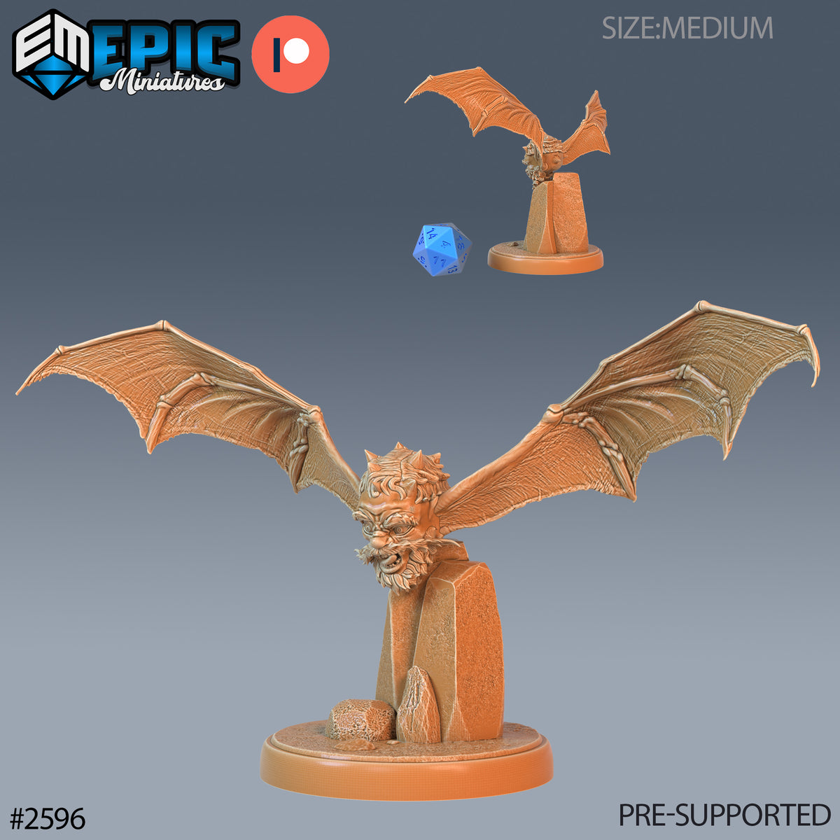 Flying Head DND Miniature TTRPG Resin Figure 25mm Base
