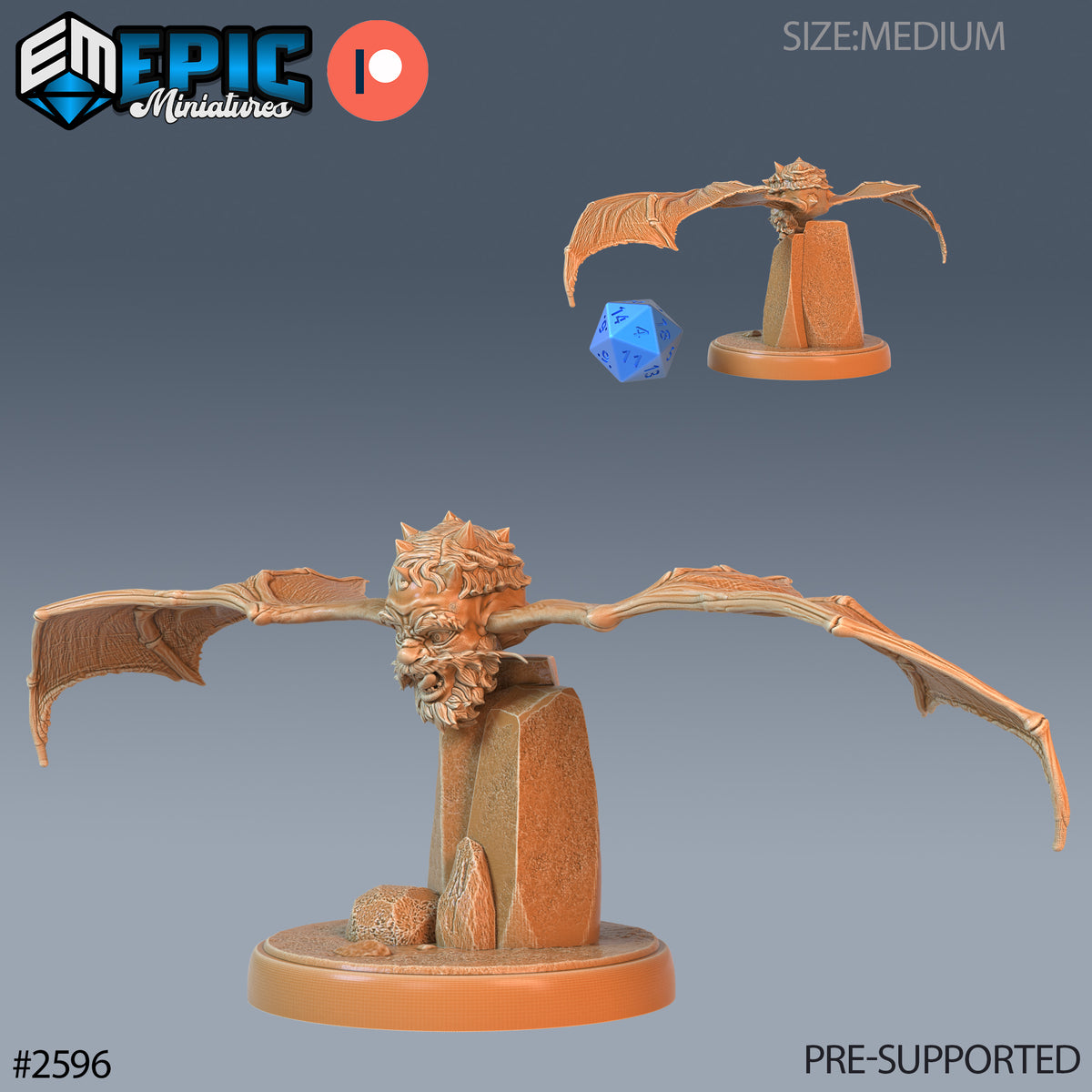 Flying Head DND Miniature TTRPG Resin Figure 25mm Base