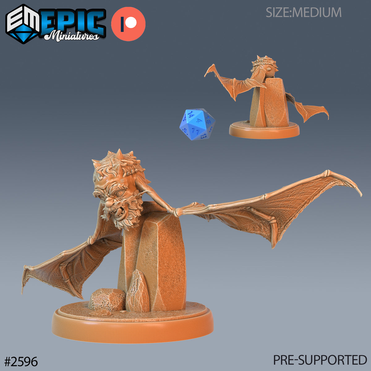 Flying Head DND Miniature TTRPG Resin Figure 25mm Base