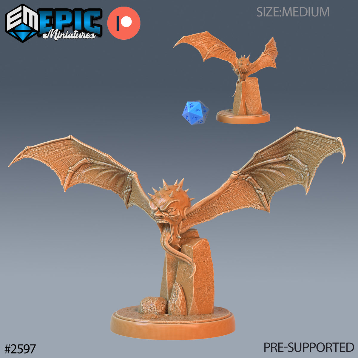 Flying Head DND Miniature TTRPG Resin Figure 25mm Base