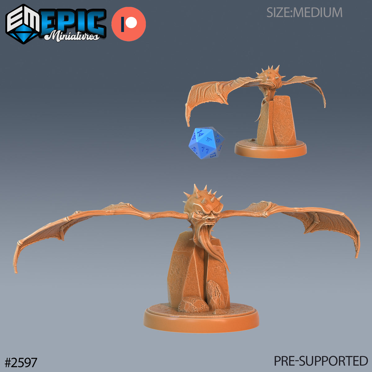 Flying Head DND Miniature TTRPG Resin Figure 25mm Base