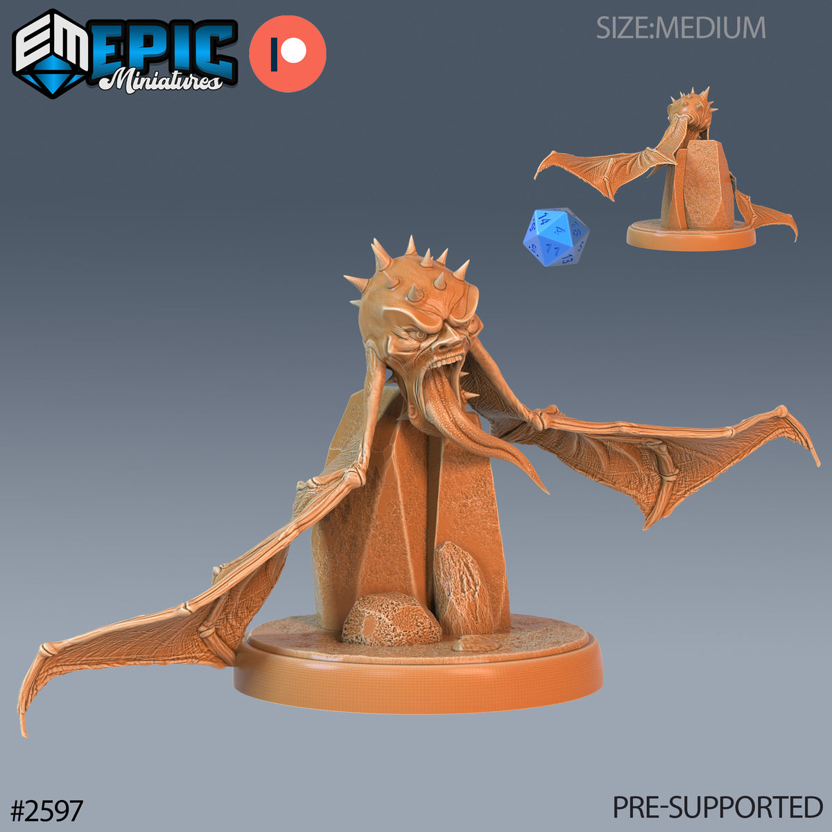 Flying Head DND Miniature TTRPG Resin Figure 25mm Base