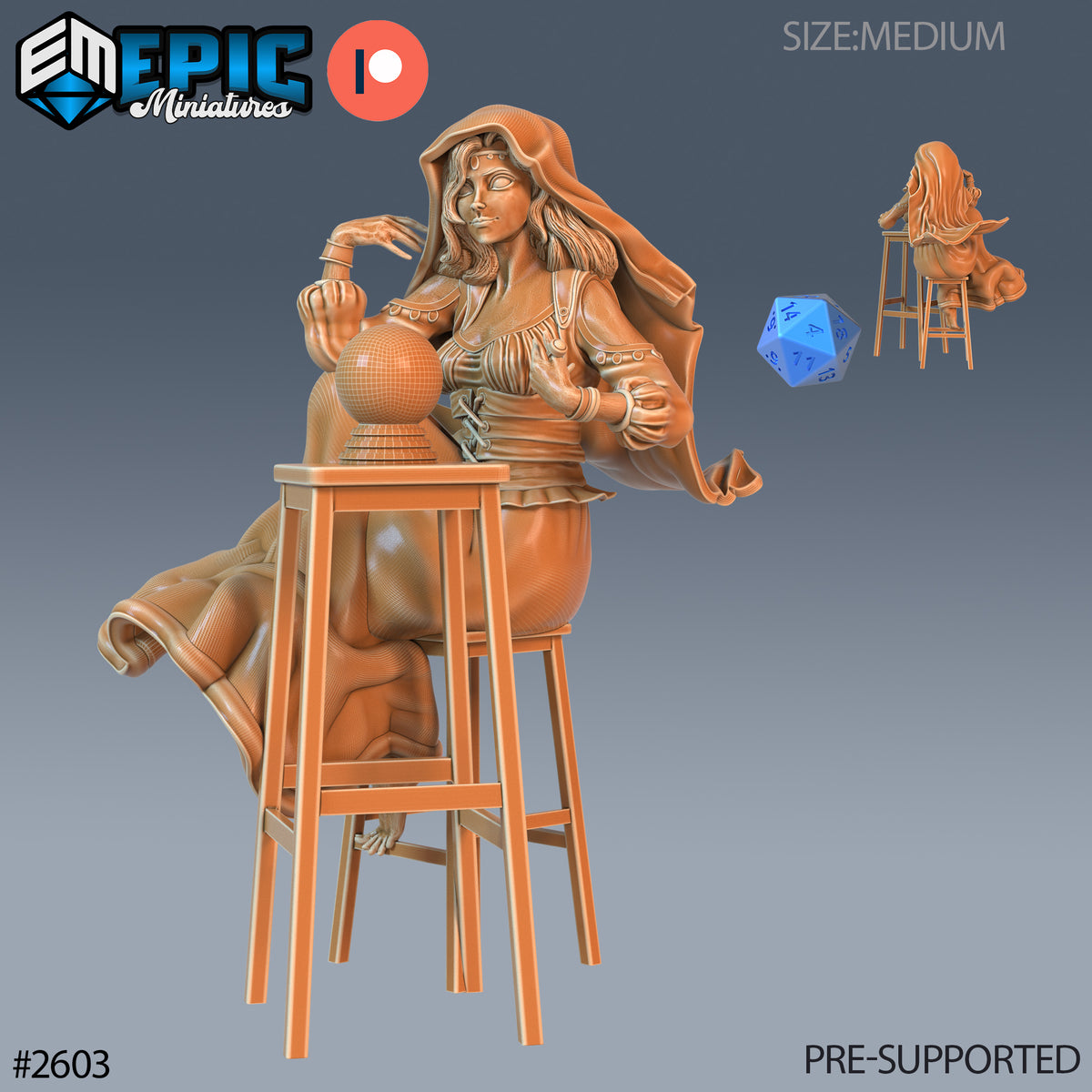 Fortune Teller DND Miniature TTRPG Resin Figure 25mm Base