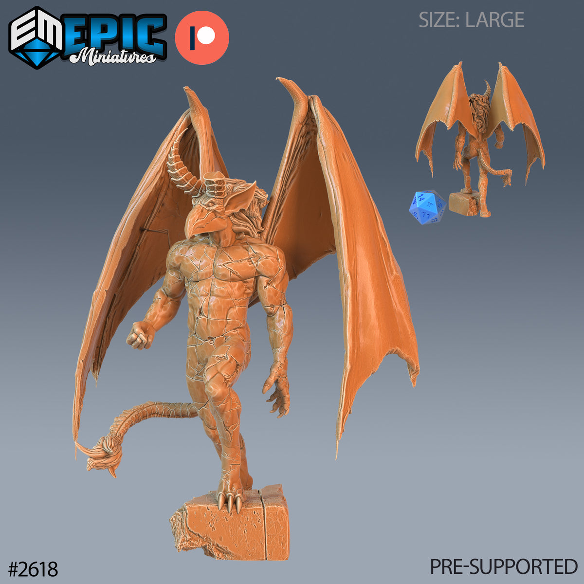 Gargoyle DND TTRPG Resin Model 51mm Base