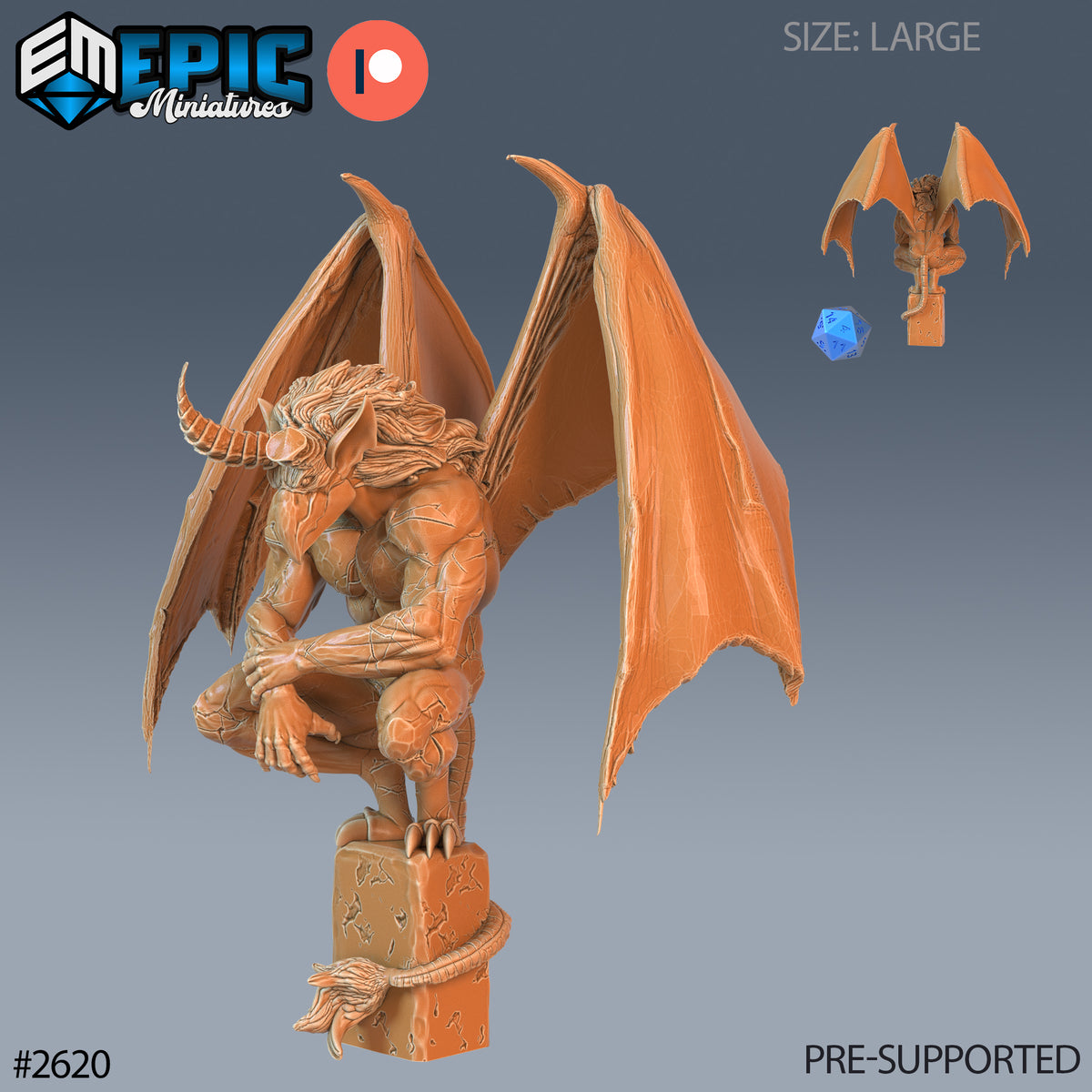 Gargoyle DND TTRPG Resin Model 51mm Base