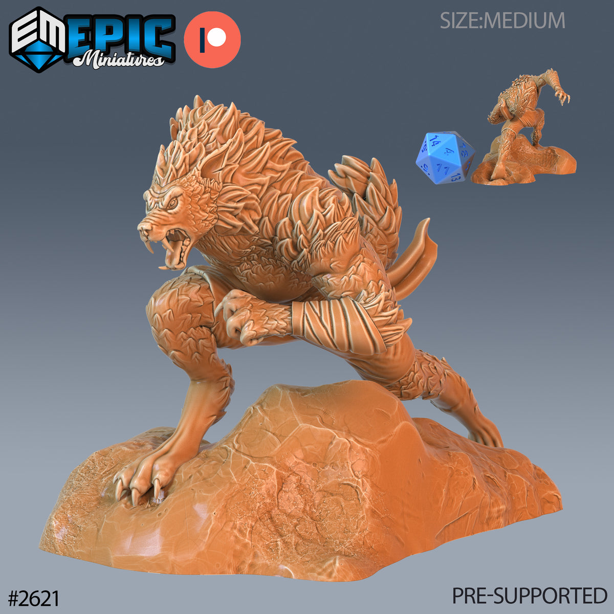 Werewolf DND Miniature TTRPG Resin Figure 25mm Base