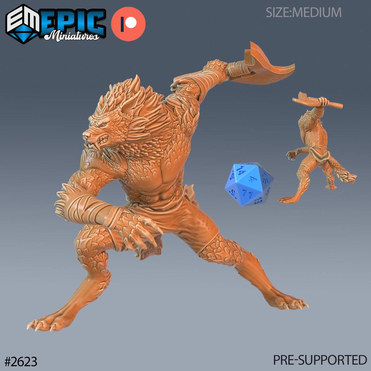 Werewolf DND Miniature TTRPG Resin Figure 25mm Base
