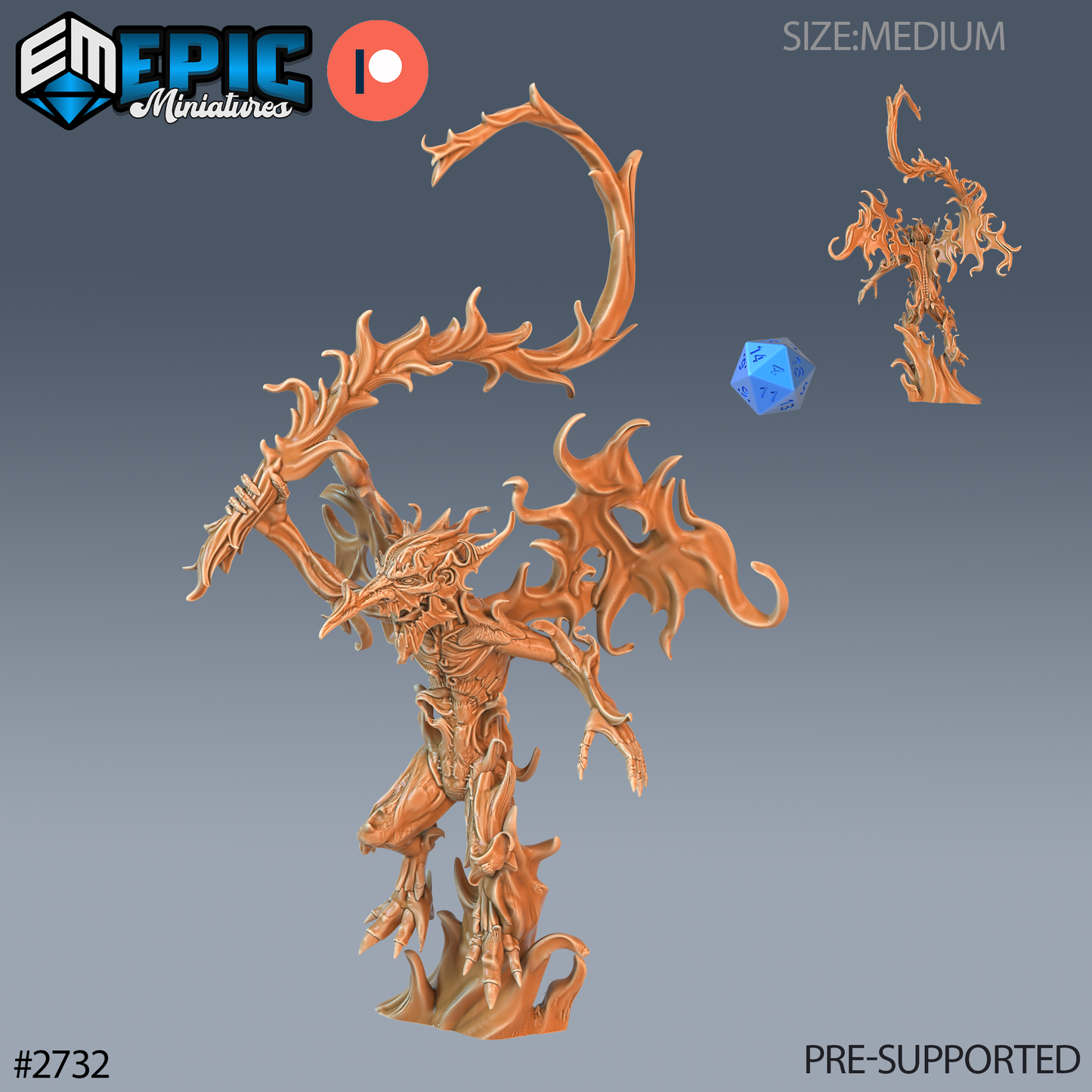 Fire Mephit D&D Miniature | Elemental Imp Monster | Resin Tabletop RPG Figure | 25mm Base