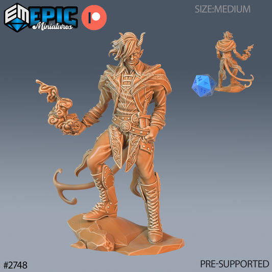 Tiefling Adventurer | Fiend-Blooded Hero | Resin Tabletop RPG Figure | 25mm Base