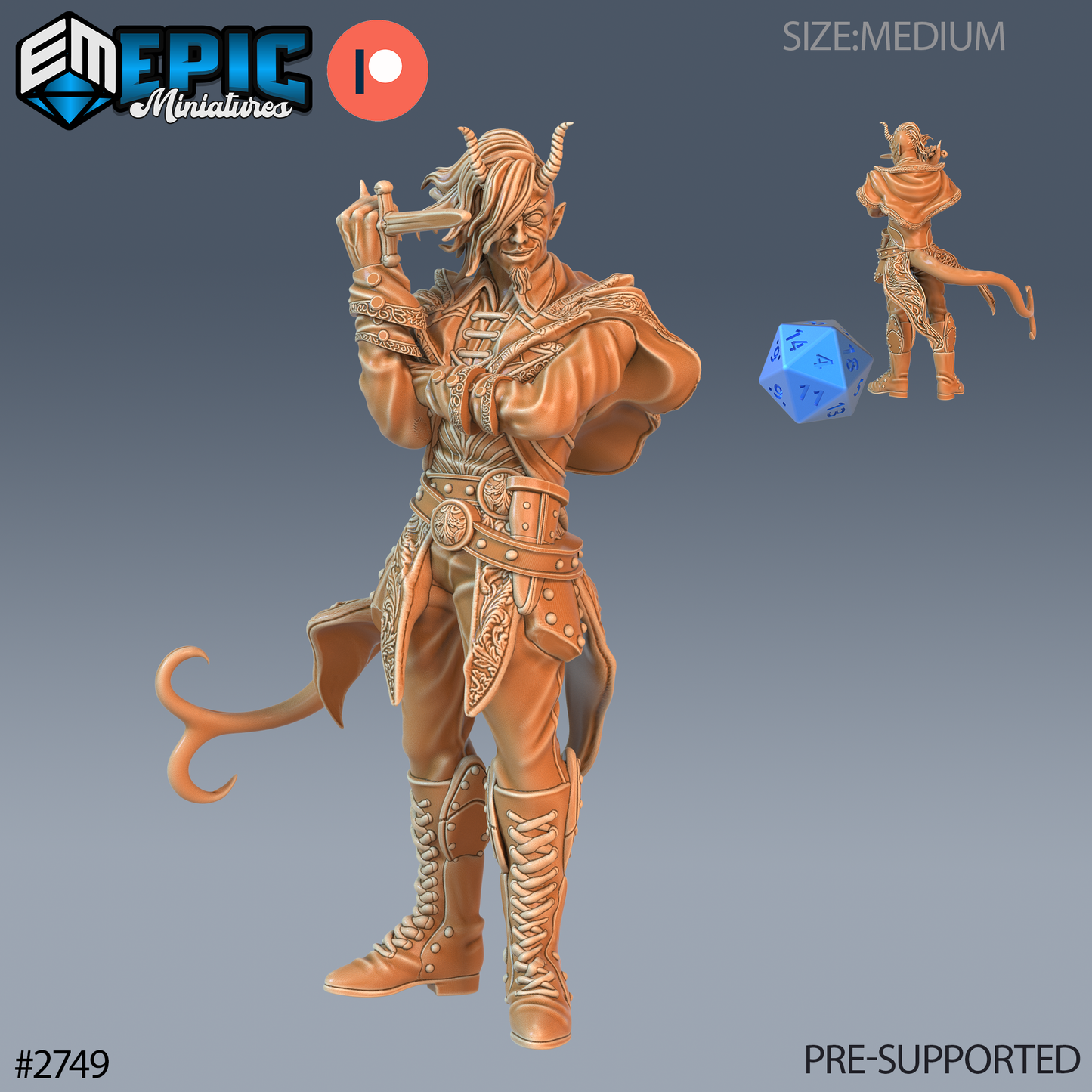 Tiefling Adventurer | Fiend-Blooded Hero | Resin Tabletop RPG Figure | 25mm Base