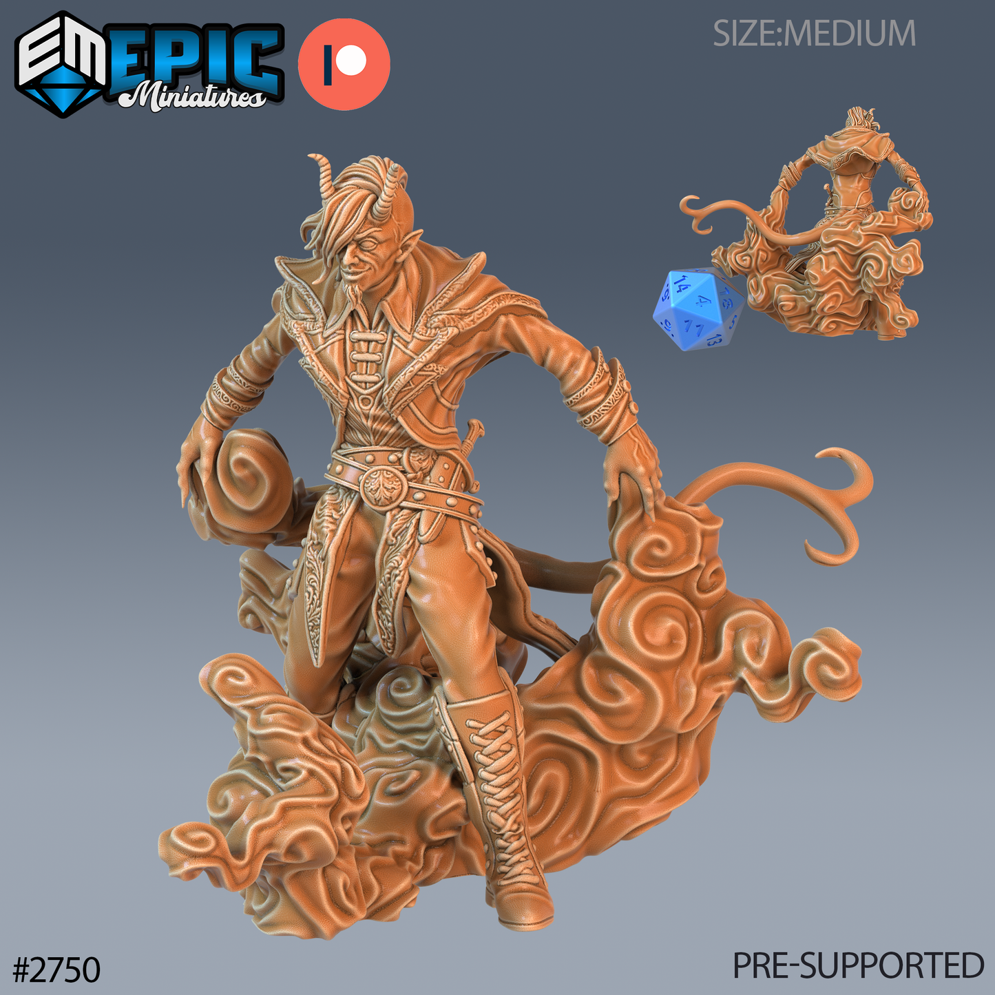 Tiefling Adventurer | Fiend-Blooded Hero | Resin Tabletop RPG Figure | 25mm Base