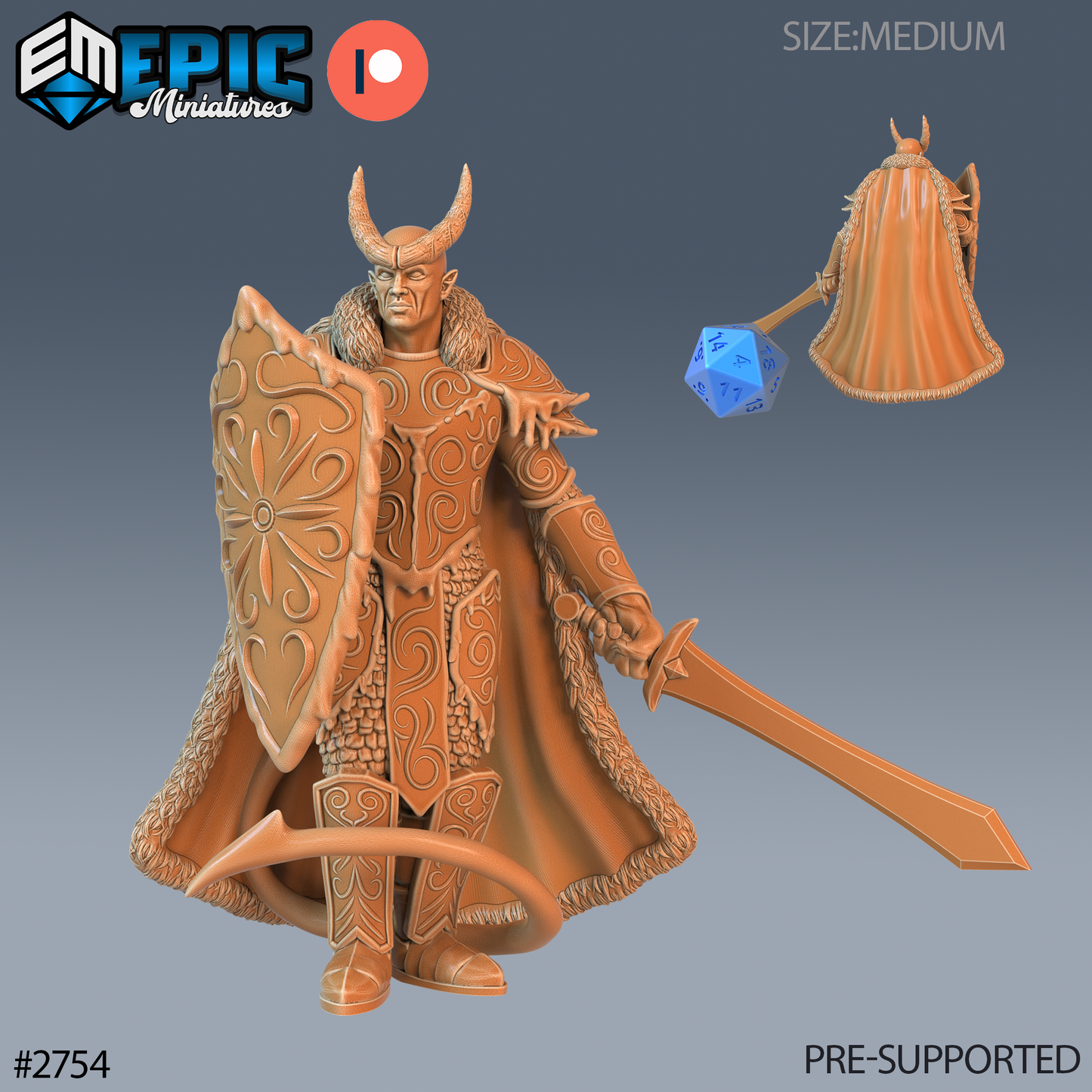 Frost Tiefling | Ice-Touched Adventurer | Resin Tabletop RPG Figure | 25mm Base