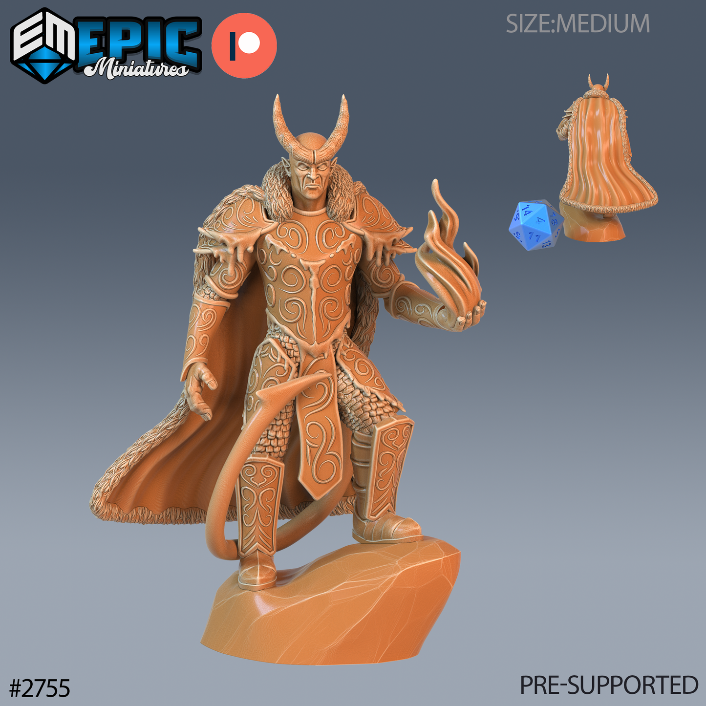Frost Tiefling | Ice-Touched Adventurer | Resin Tabletop RPG Figure | 25mm Base