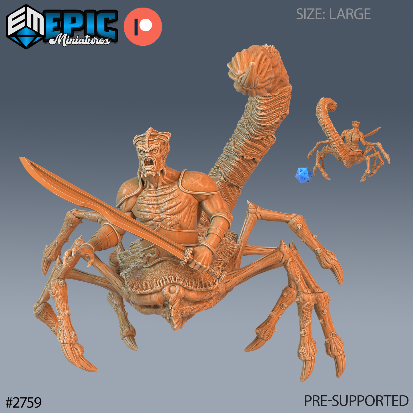 Scorpion Demon | Abyssal Monster | Resin Tabletop RPG Figure | 51mm Base