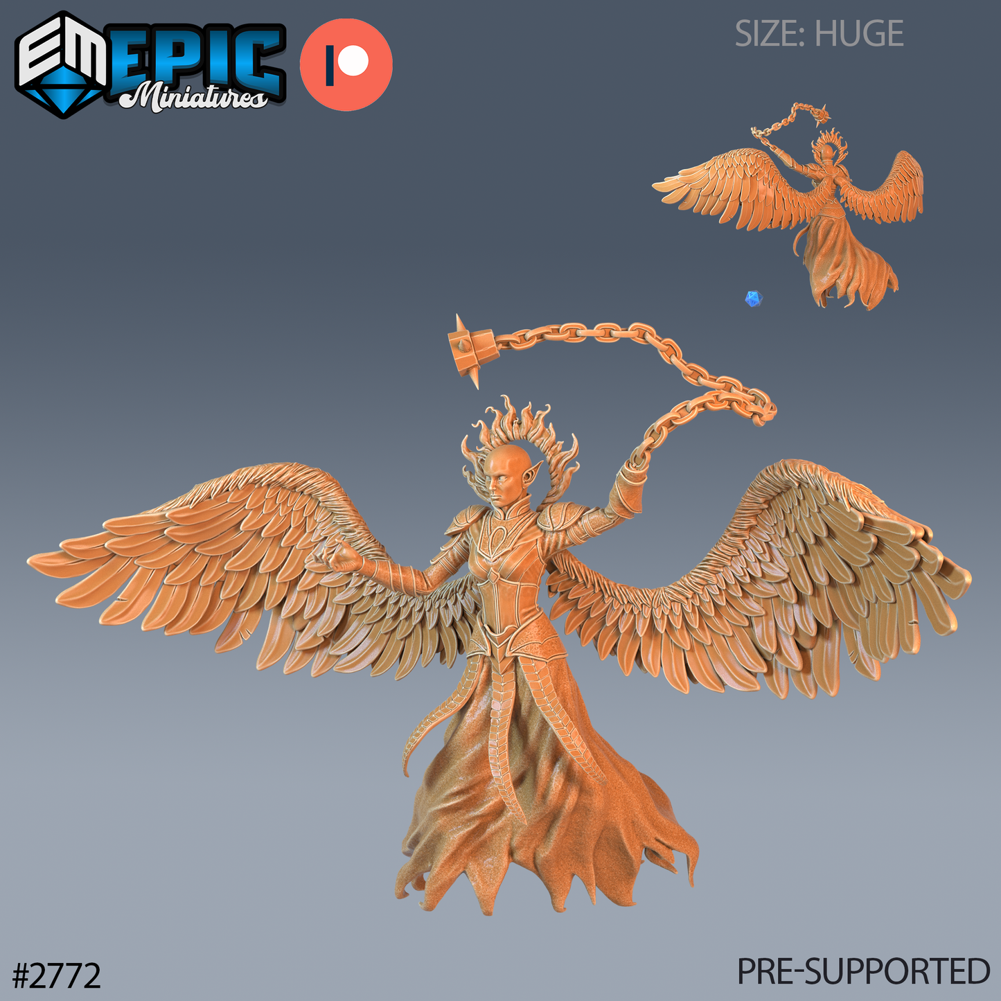 Zariel – Hell’s Angel | Fallen Angel Demon | Resin Tabletop RPG Figure | 76mm Base