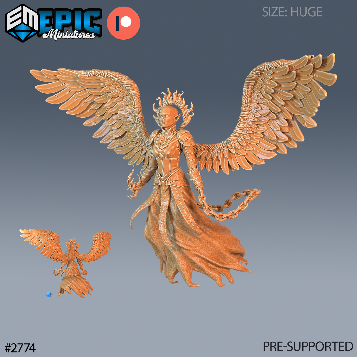 Zariel – Hell’s Angel | Fallen Angel Demon | Resin Tabletop RPG Figure | 76mm Base