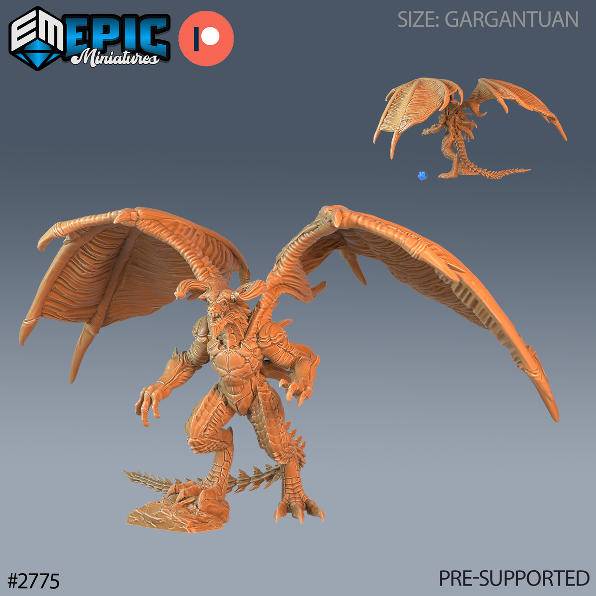 Terror Dragon DND TTRPG Resin Model 102mm Base