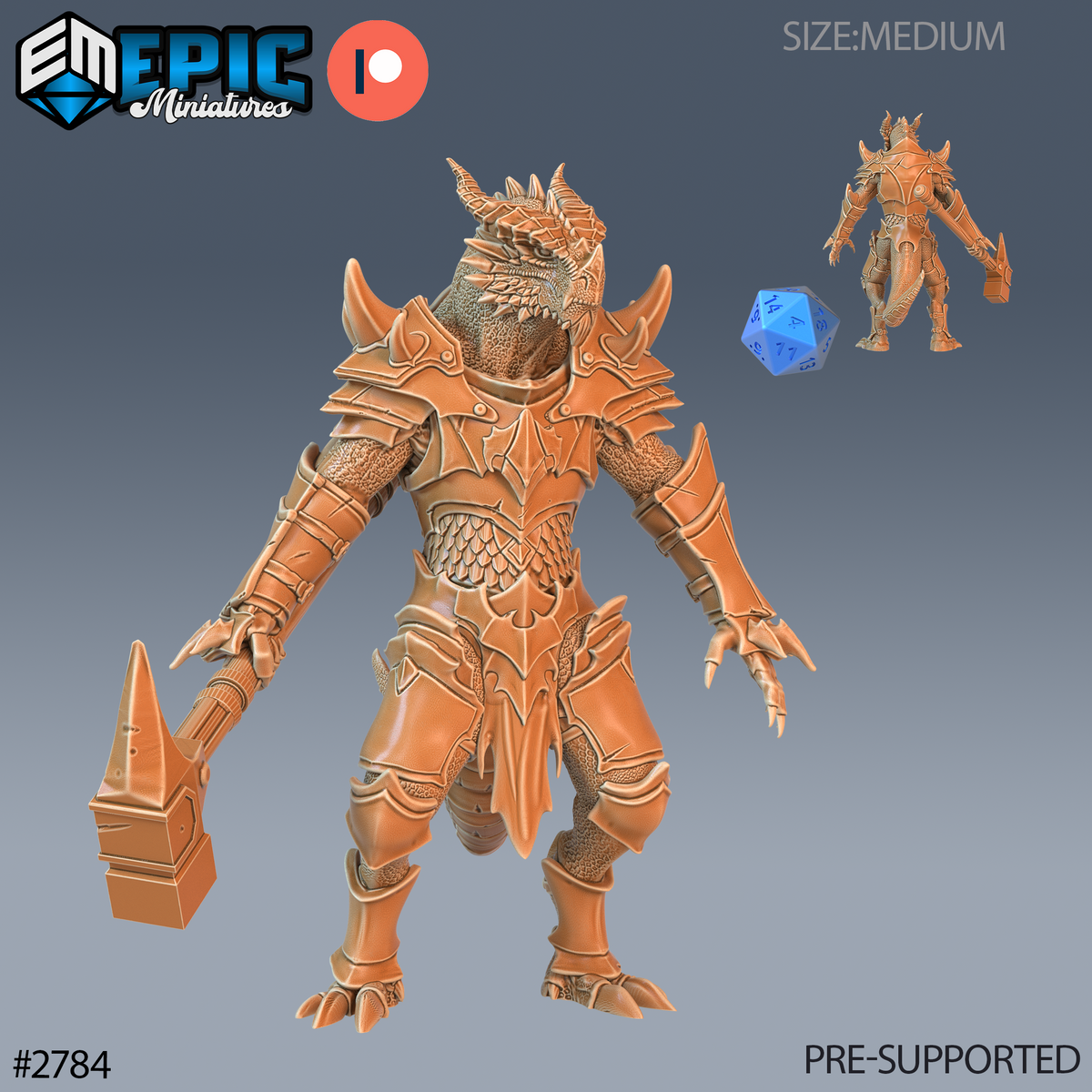 Dragonborn Warrior DND Miniature TTRPG Resin Figure 25mm Base