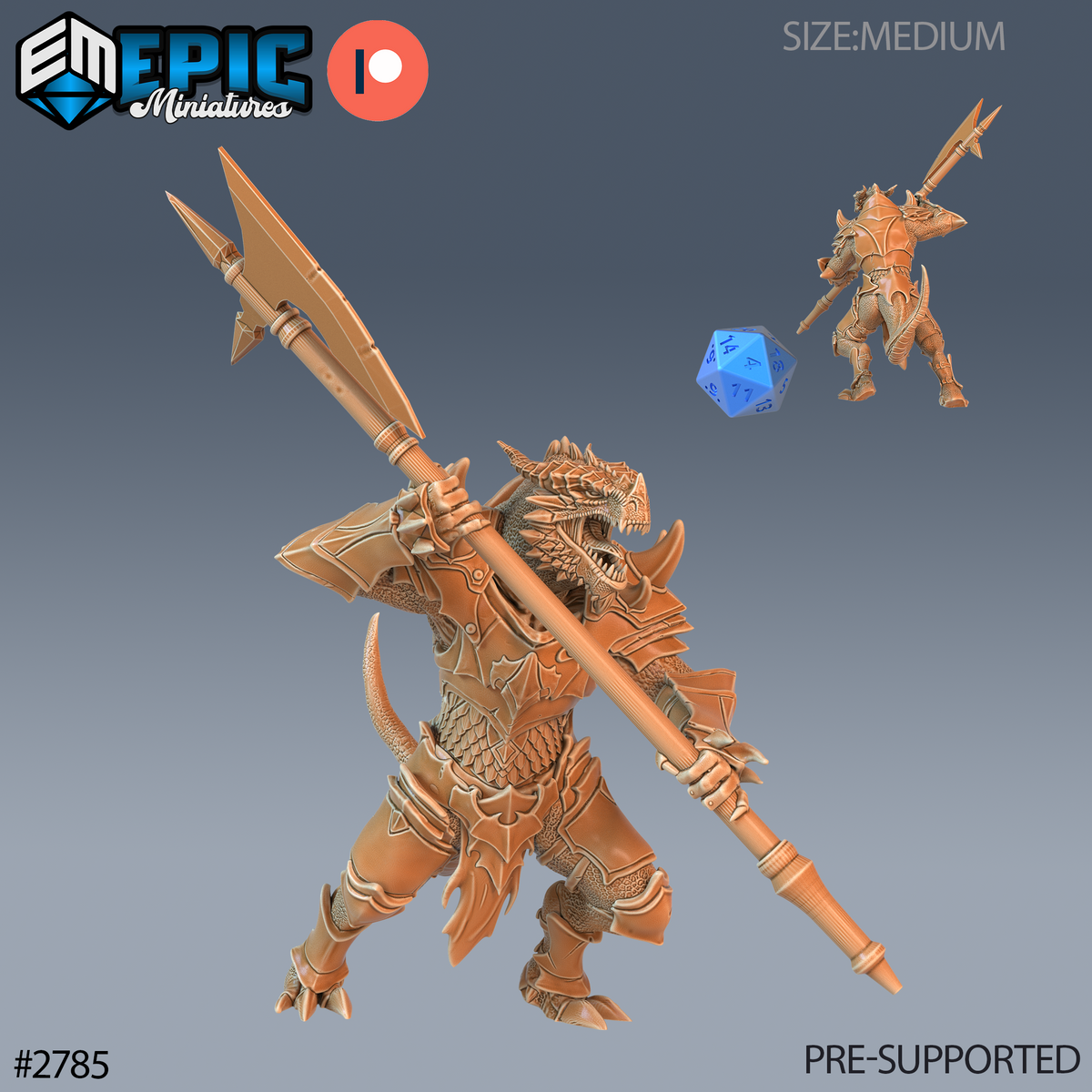 Dragonborn Warrior DND Miniature TTRPG Resin Figure 25mm Base