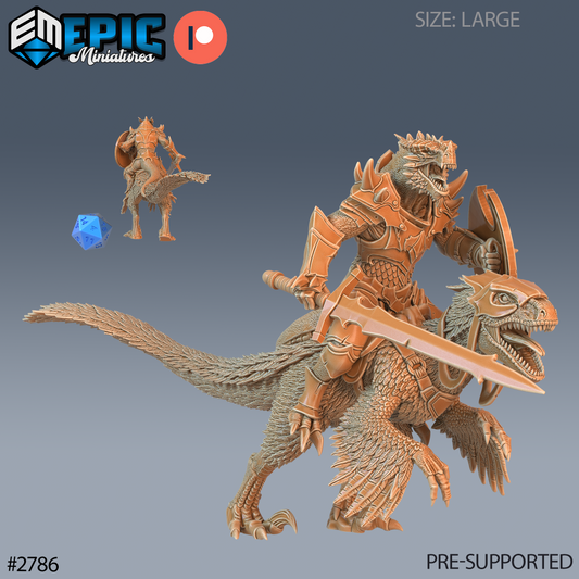 Dragonborn Raptor Rider DND TTRPG Resin Model 51mm Base