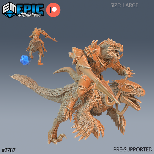 Dragonborn Raptor Rider DND TTRPG Resin Model 51mm Base