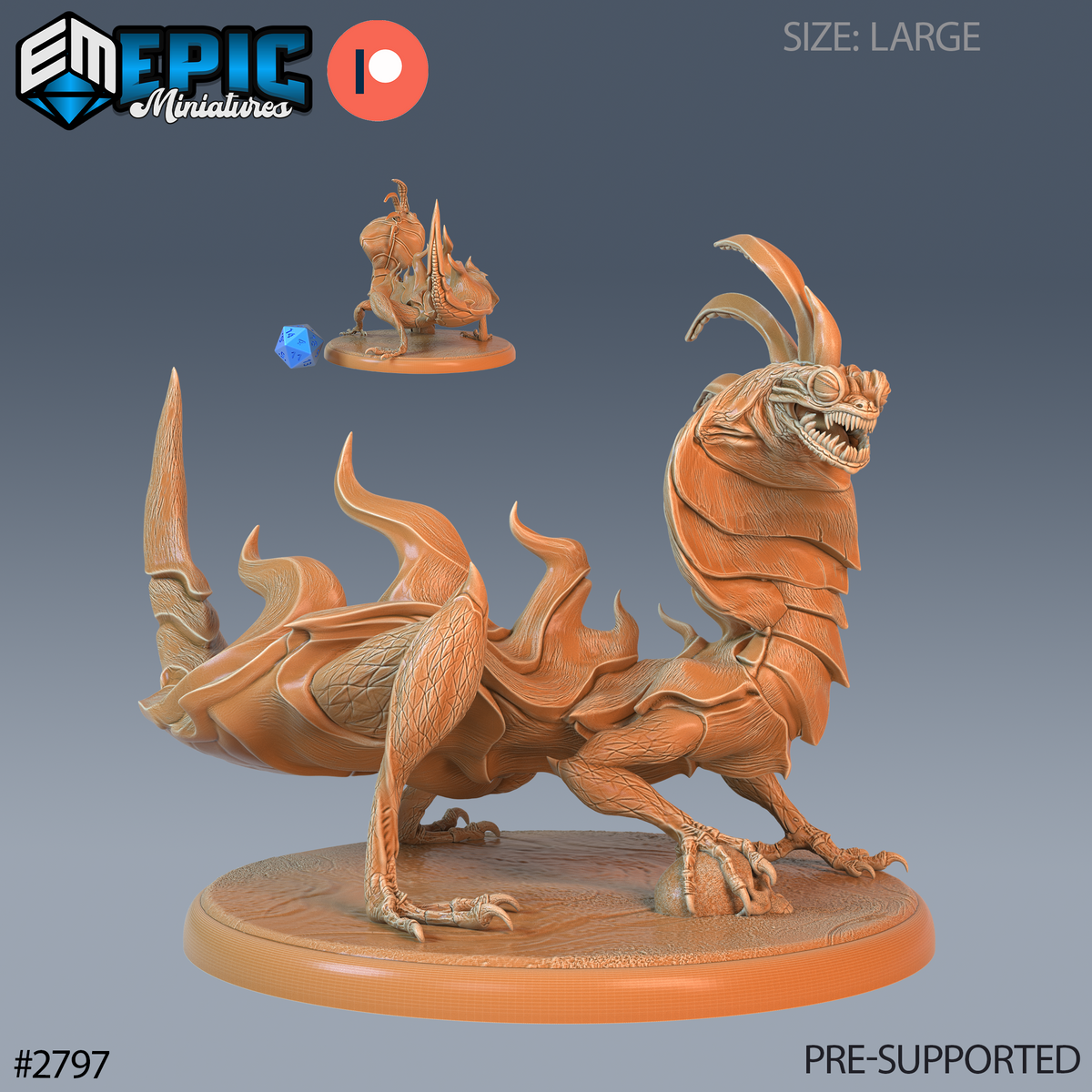 Cobra Lizard DND TTRPG Resin Model 51mm Base