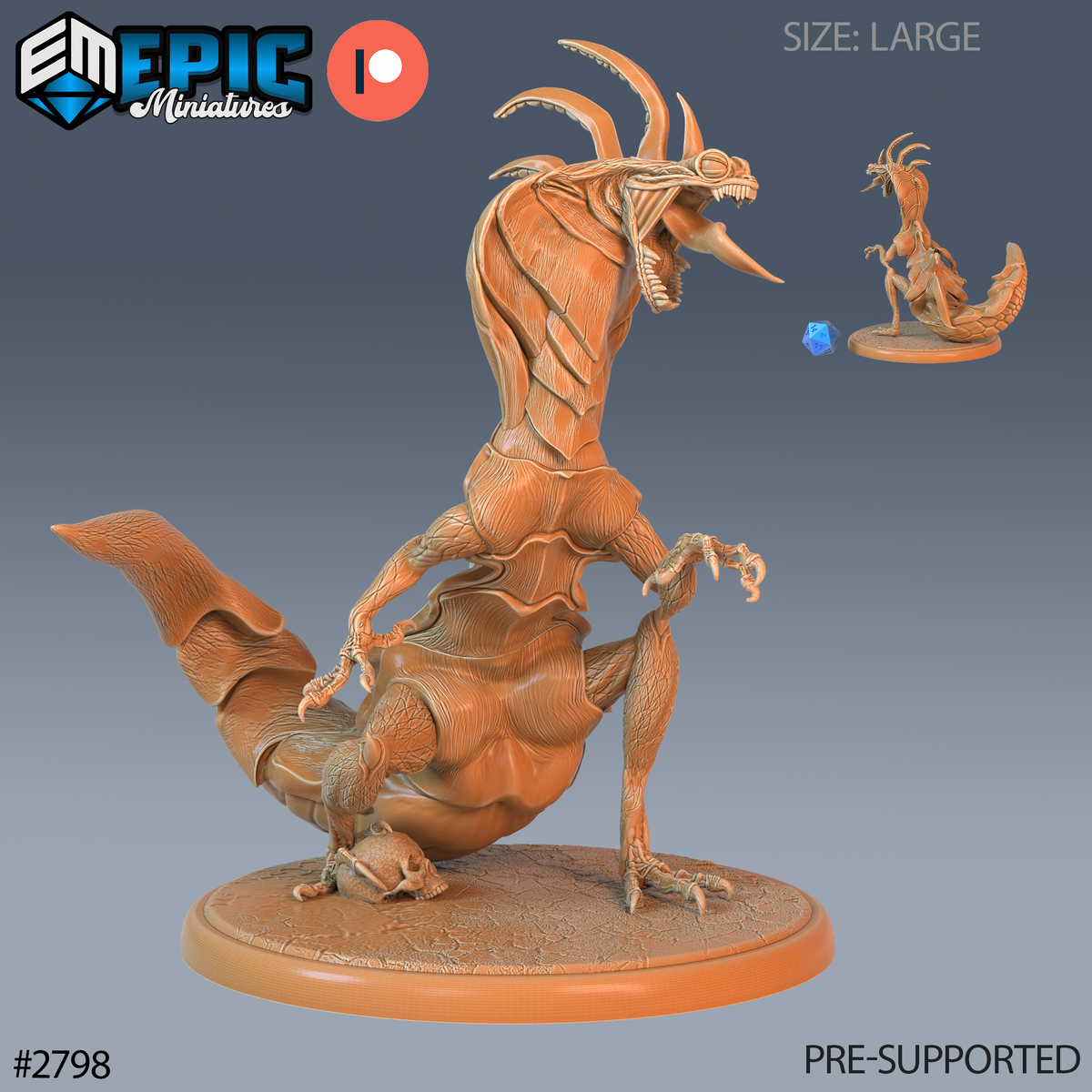 Cobra Lizard DND TTRPG Resin Model 51mm Base